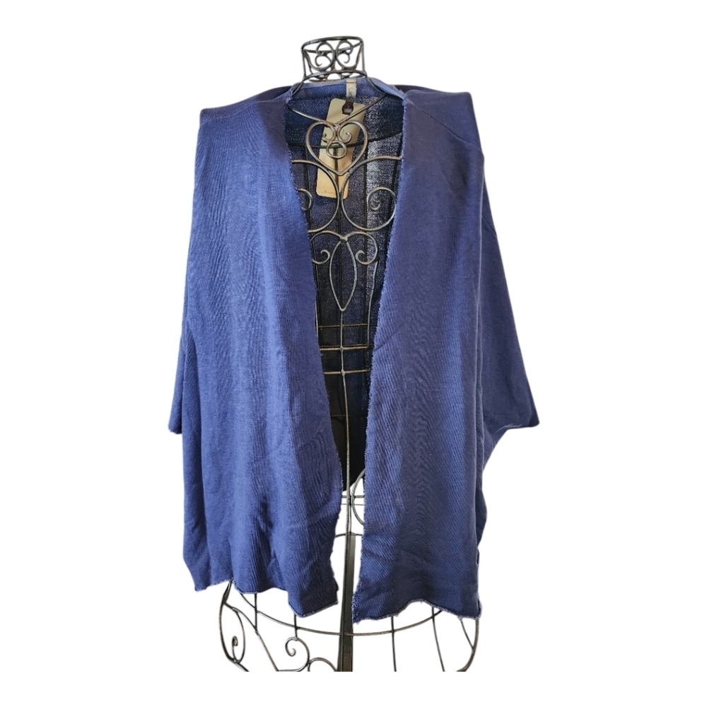 Lanston Navy Blue Open Front Lightweight Cardigan Kimono Style XS Casual